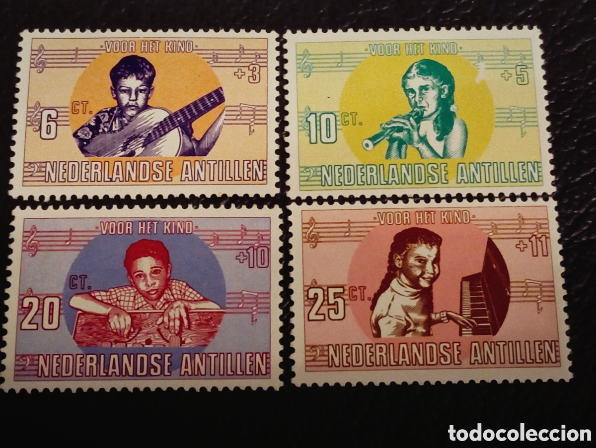Sellos: Antillas Holandesas 1969 Ivert 398/401 MH Pro Infancia - La M&uacute;sica y el Ni&ntilde;o