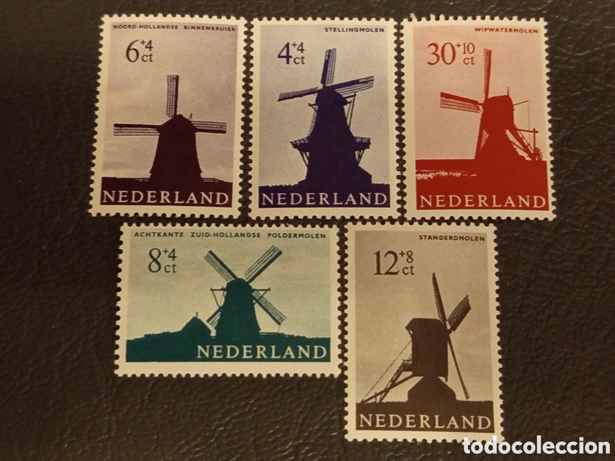 Sellos: Pa&iacute;ses Bajos ,MNH**.Michel 794-798. Molinos de viento, 1963.