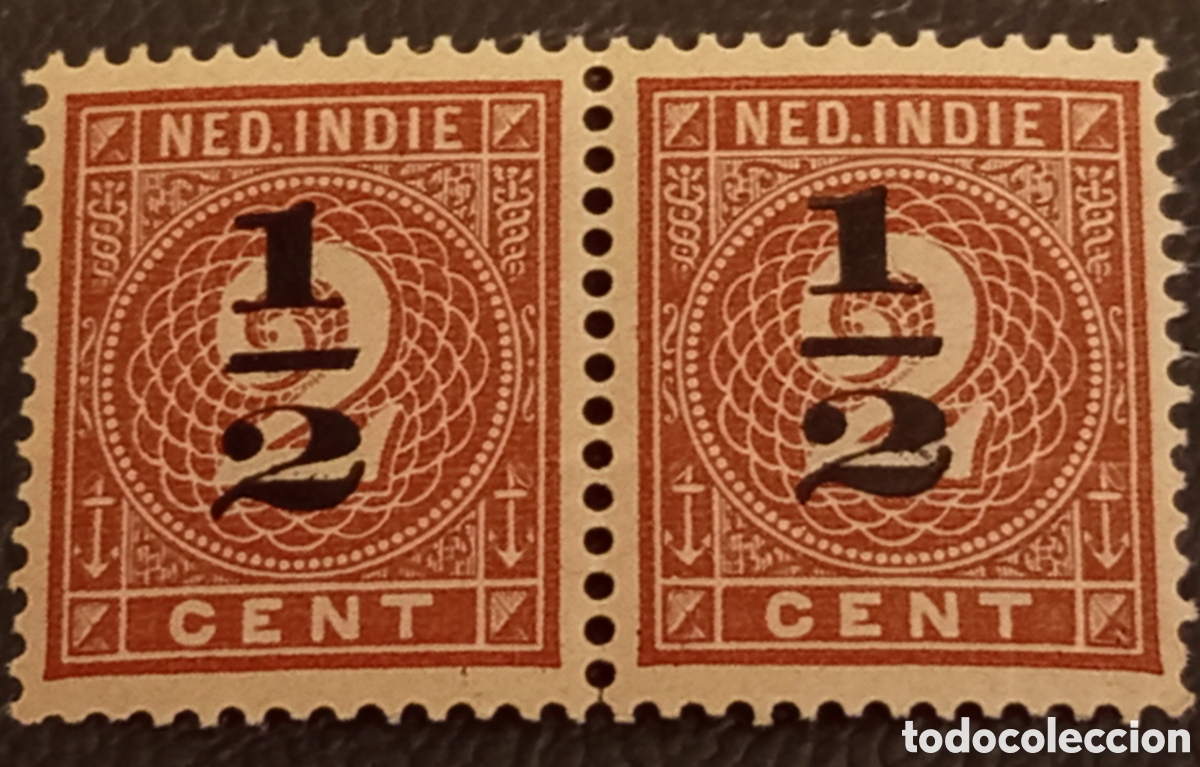Sellos: Pareja Sellos Indias Orientales Neerlandesas 1902 - NVPH 38 MNH (Sobrecarga Local)