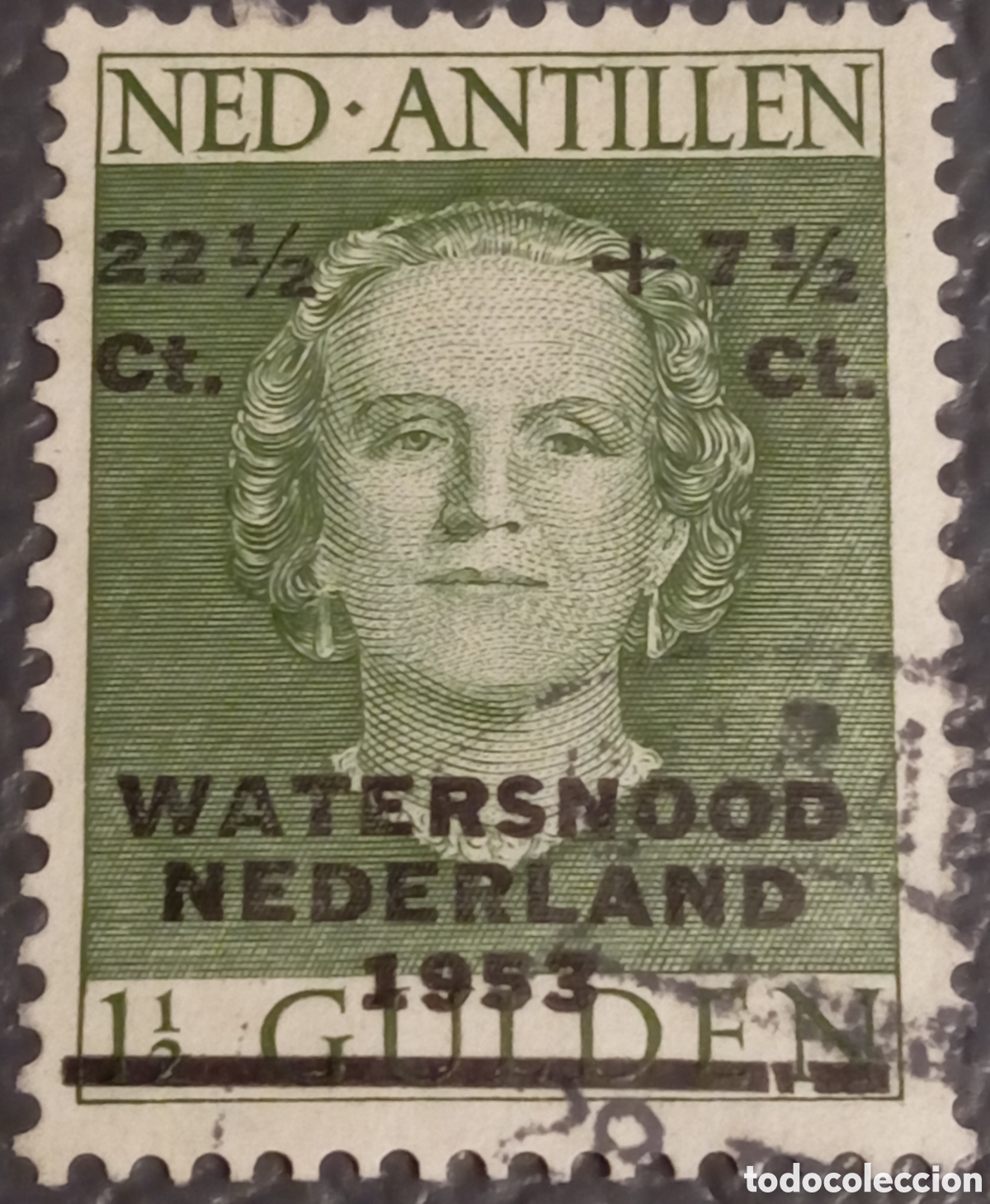 Sellos: Antillas Neerlandesas 1953 - Ayuda Inundaciones Watersnood - Cat. Scott #B44 p