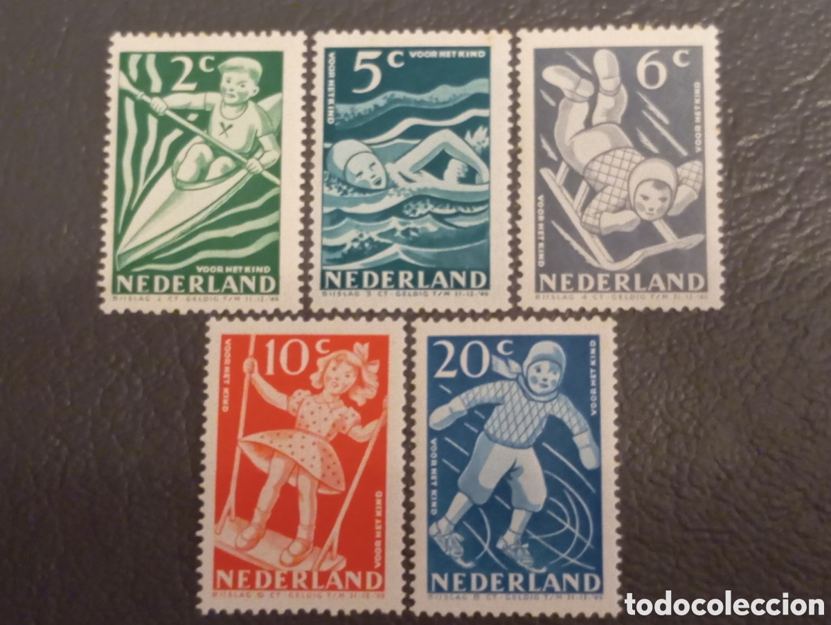 Sellos: Holanda 1948 - Serie &rdquo;Voor het Kind&rdquo; (Deportes) - NVPH 508/512 (Scott B189/93) MNH