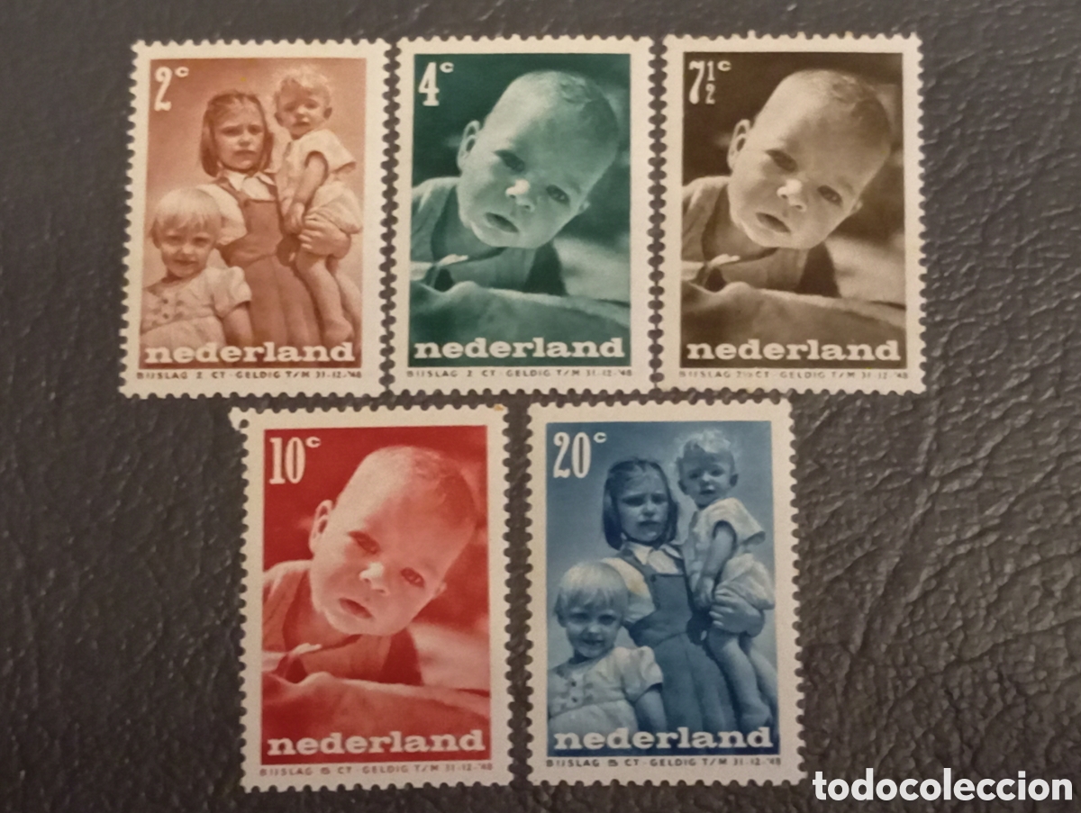 Sellos: Pa&iacute;ses Bajos 1947 - Bienestar Infantil MNH - Michel 495/499