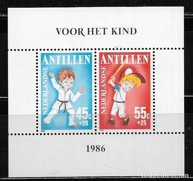 Sellos: ANTILLAS HOLANDESAS 1986, HOJA BLOQUE Ivert 30 - DEPORTES JUVENILES. MNH.