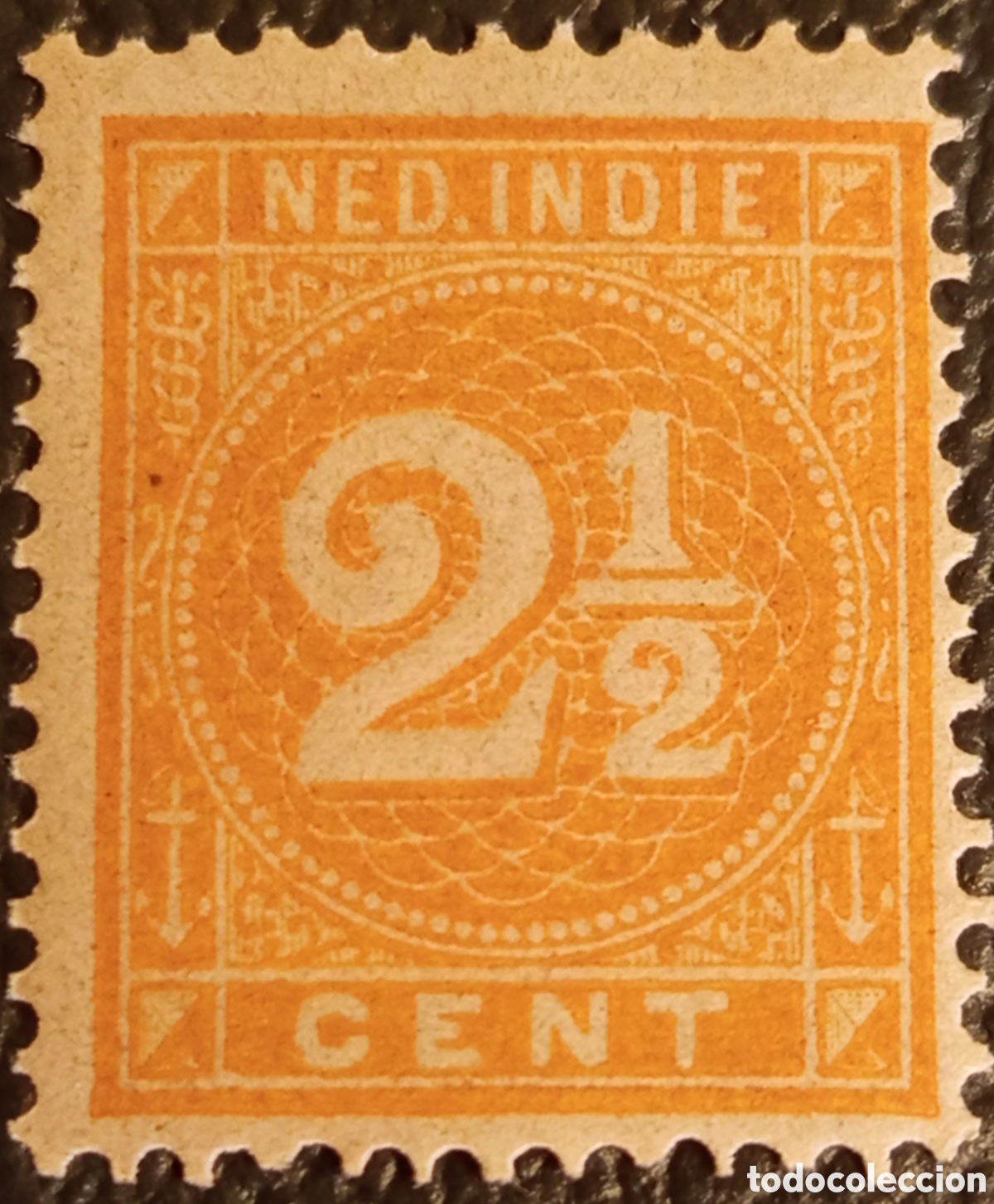 Sellos: Sello Indias Orientales Neerlandesas 1883 2&frac12;c Naranja MH Scott 19b Cifras