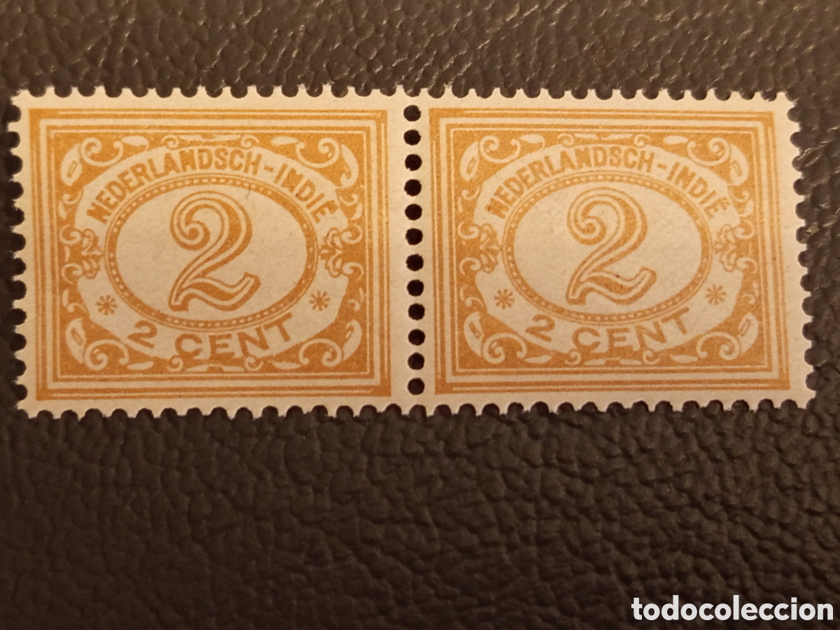 Francobolli: Pareja Sellos Indias Orientales Neerlandesas 1912 - 2c Numeral - NVPH 98 / Scott 105 - MNH