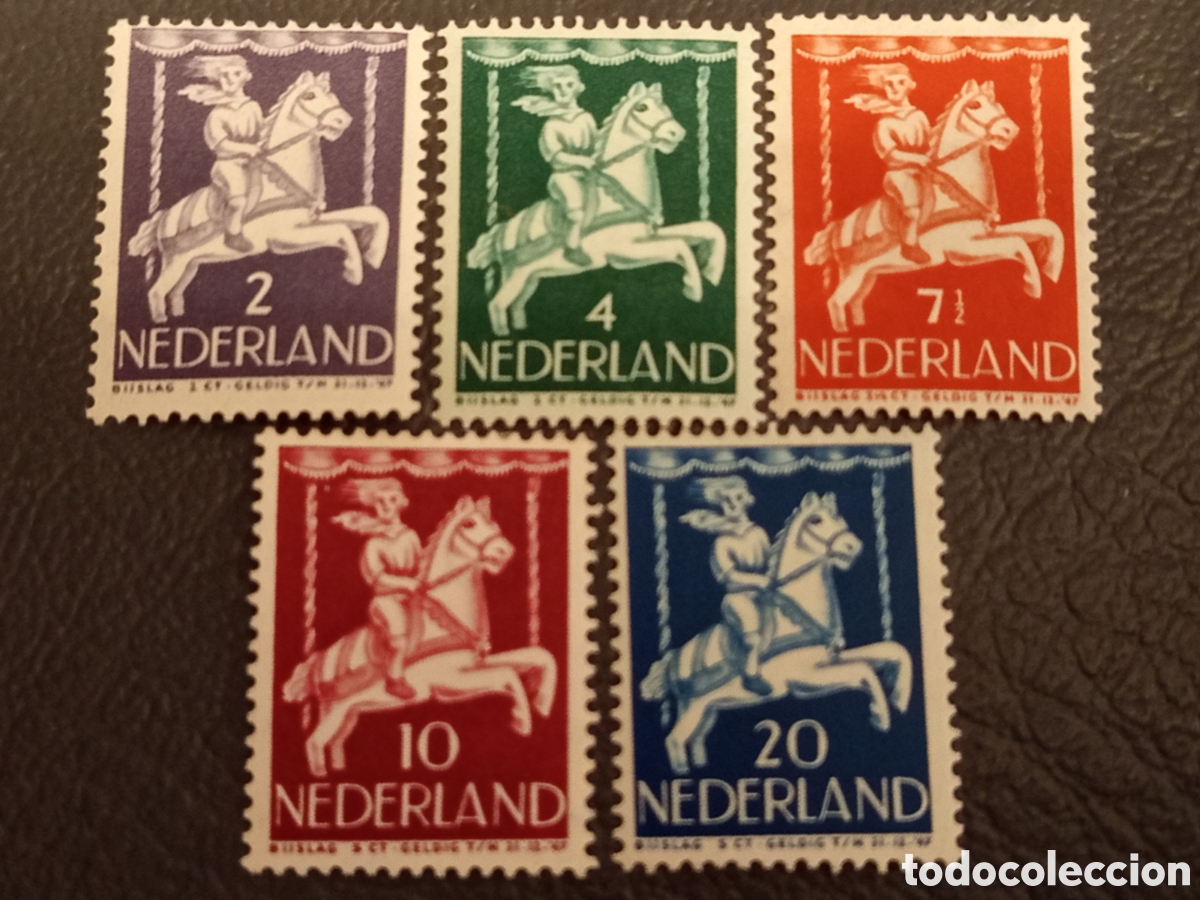 Sellos: Pa&iacute;ses Bajos 1946 Serie Completa Pro Infancia MH (Scott B170-B174)