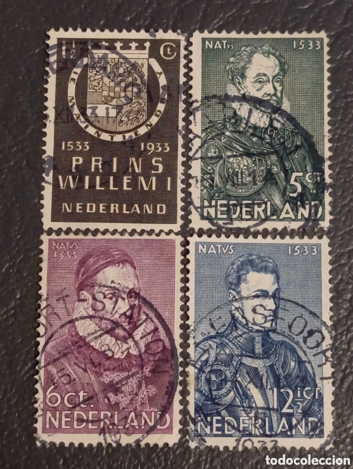 Sellos: PAISES BAJOS 1933 IV Cent. nacimiento Guillermo I, IVERT n&ordm; 249 a 252 serie completa