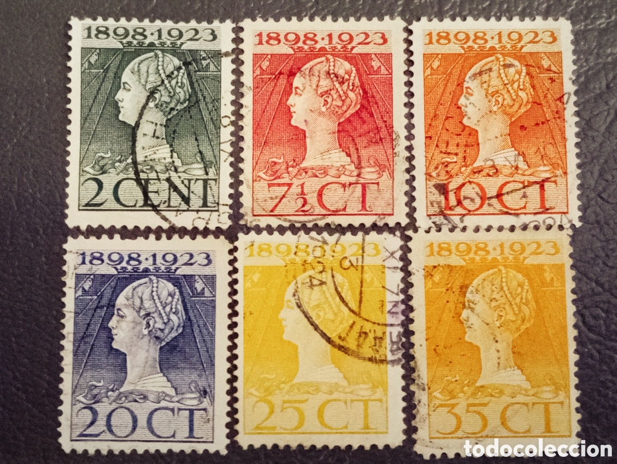Sellos: Holanda 1923 - Serie Jubileo Reina Guillermina - NVPH 121/127 Usados