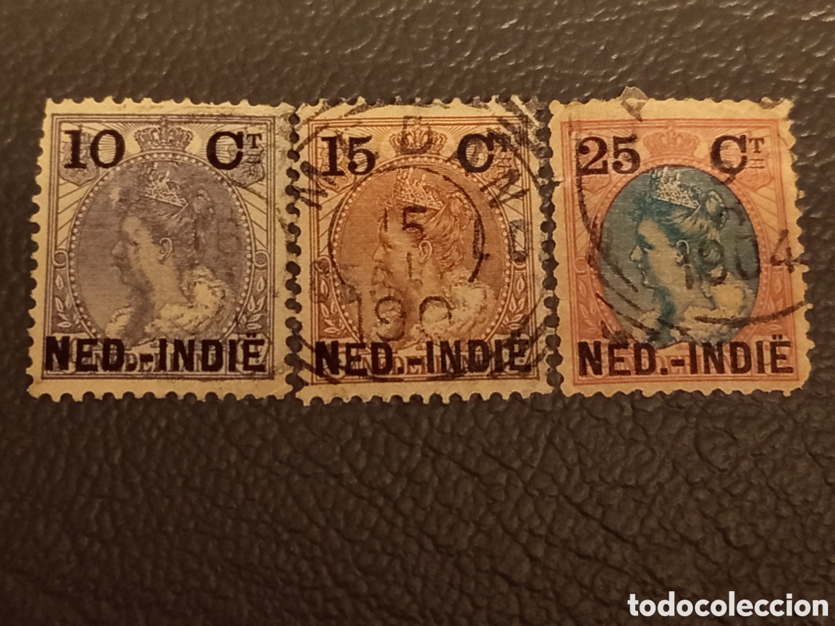 Sellos: Lote 3 Sellos Indias Orientales Neerlandesas 1902 (NVPH 49/51/53 - Scott 46/48/50)