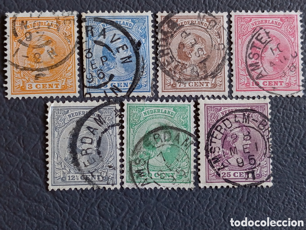 Sellos: PA&Iacute;SES BAJOS 1891 &middot; Reina Guillermina &rdquo;Hangend Haar&rdquo; &middot; 7 Valores &middot; NVPH 35-45 &middot; Scott 40-50 &middot; Usados