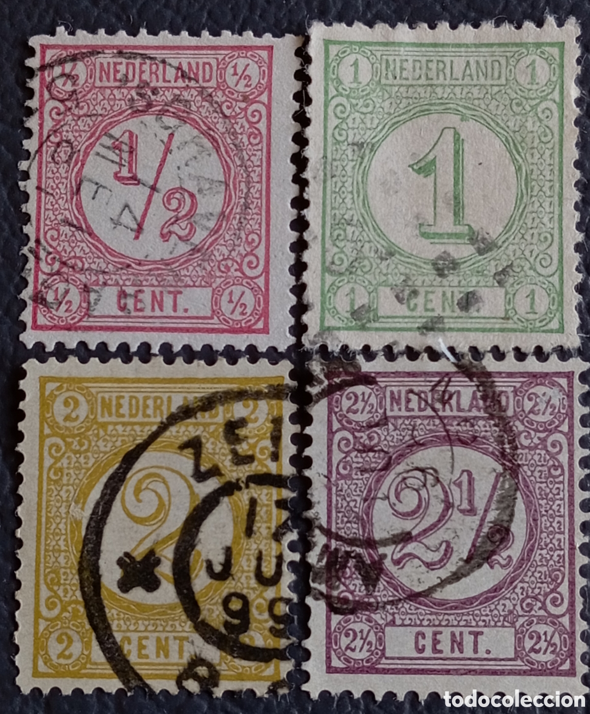 Sellos: PA&Iacute;SES BAJOS 1876 &middot; &rdquo;Cijfertype&rdquo; Numerales &middot; &frac12;c+1c+2c+2&frac12;c &middot; NVPH 30-33 &middot; Scott 34-37 &middot; Usados