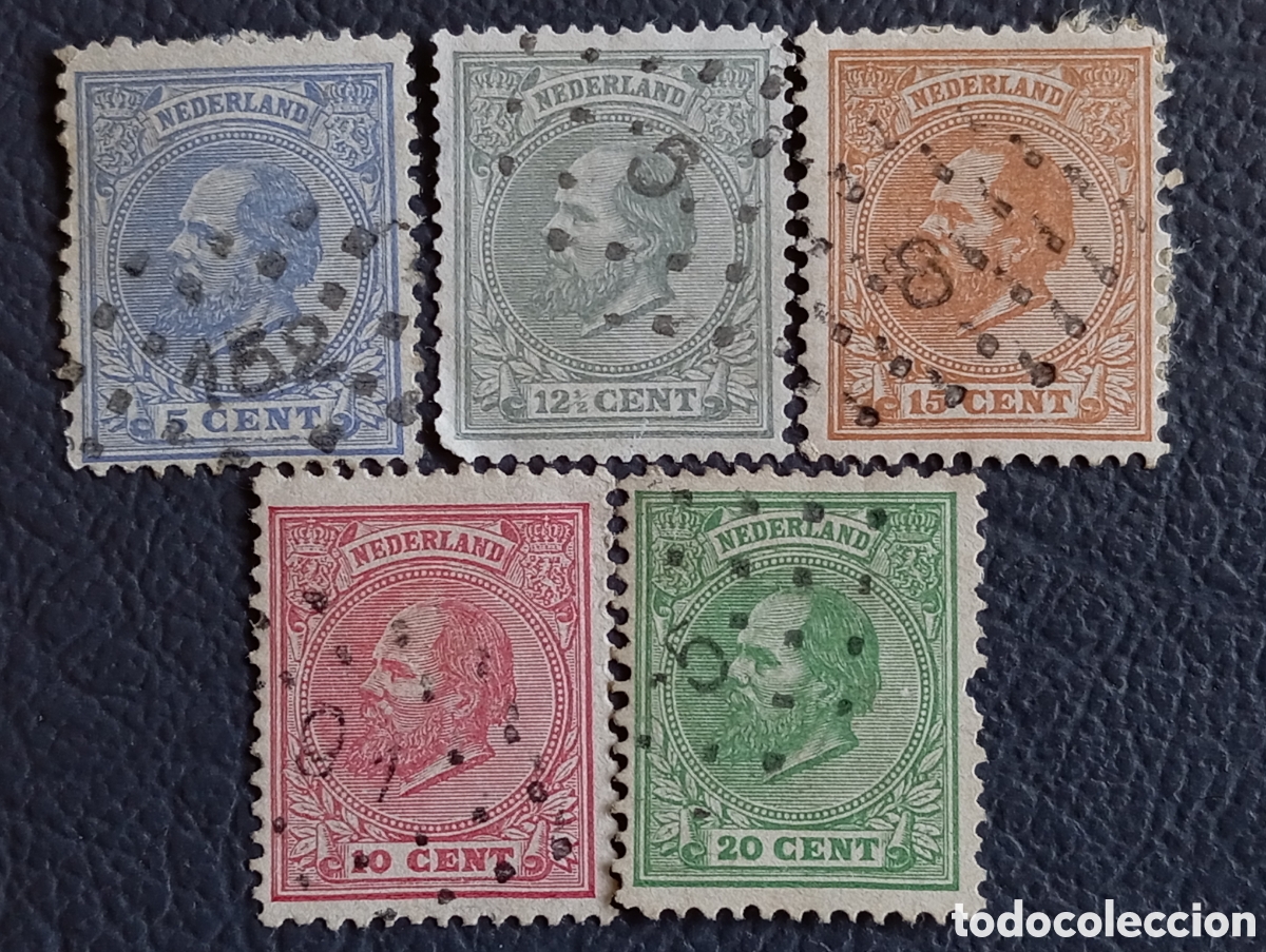 Sellos: PA&Iacute;SES BAJOS 1872 &middot; Rey Guillermo III &middot; 5 Valores &middot; 5c-20c &middot; NVPH 19-25 &middot; Scott 26-32 &middot; Usados