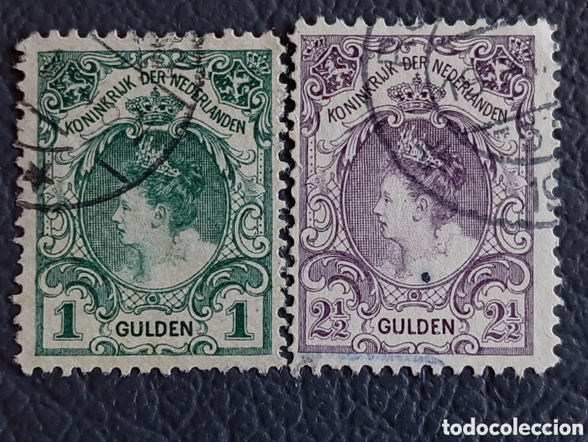 Sellos: PA&Iacute;SES BAJOS 1898 &middot; Reina Guillermina &middot; 1 Gulden + 2&frac12; Gulden &middot; NVPH 46-47 &middot; Scott 66-68 &middot; Usados