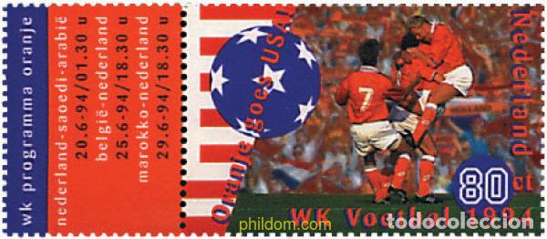 Sellos: 67912 MNH HOLANDA 1994 COPA DEL MUNDO DE FUTBOL. USA-94