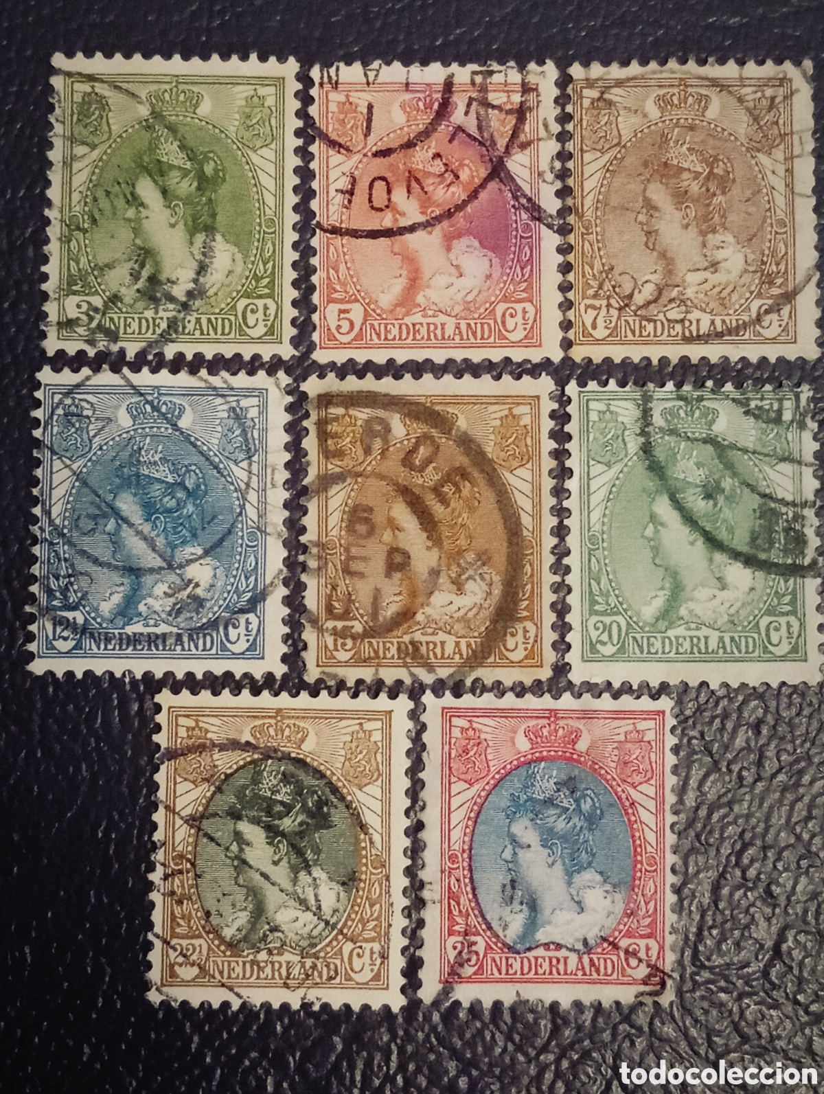 Selos: P. Bajos 1899/1905 &middot; Wilhelmina &rdquo;Bontkraag&rdquo; &middot; 8v &middot; NVPH 55-76 &middot; Usado