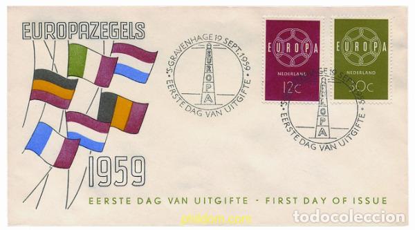 Sellos: 23477 MNH HOLANDA 1959 EUROPA CEPT. CADENA, SIMBOLO DE LA UNION