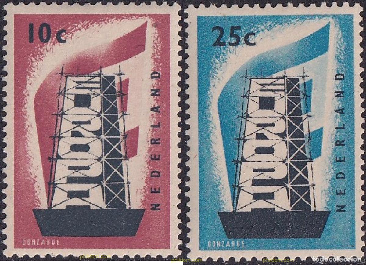 Sellos: 64096 MNH HOLANDA 1956 EUROPA CEPT. RECONSTRUYENDO EUROPA