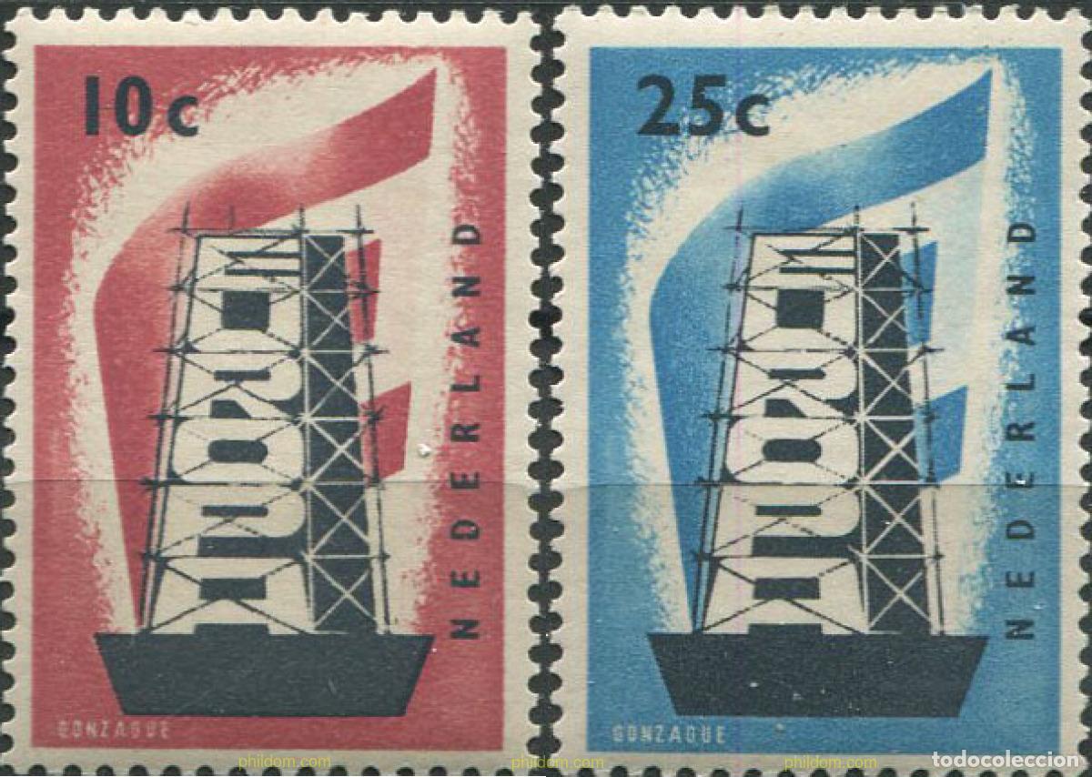 Sellos: 323888 HINGED HOLANDA 1956 EUROPA CEPT. RECONSTRUYENDO EUROPA