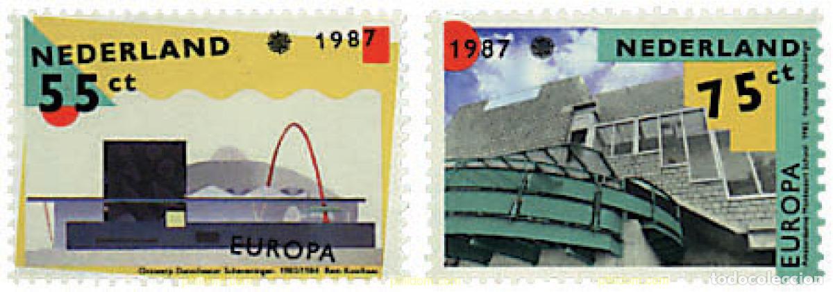 Sellos: 62660 MNH HOLANDA 1987 EUROPA CEPT. ARQUITECTURA MODERNA