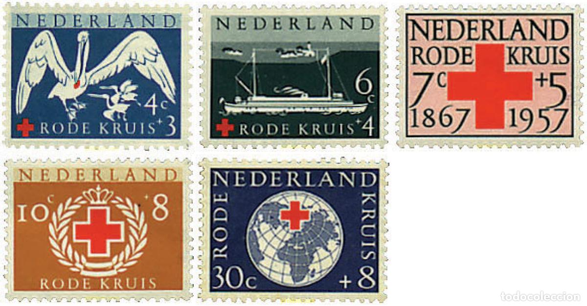 Sellos: 323889 MNH HOLANDA 1957 90 ANIVERSARIO DE LA CRUZ ROJA HOLANDESA