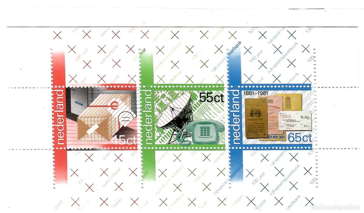 Sellos: HOJA BLOQUE DE HOLANDA POR CENTENARIO SERVICIOS POSTALES A&Ntilde;O 1981