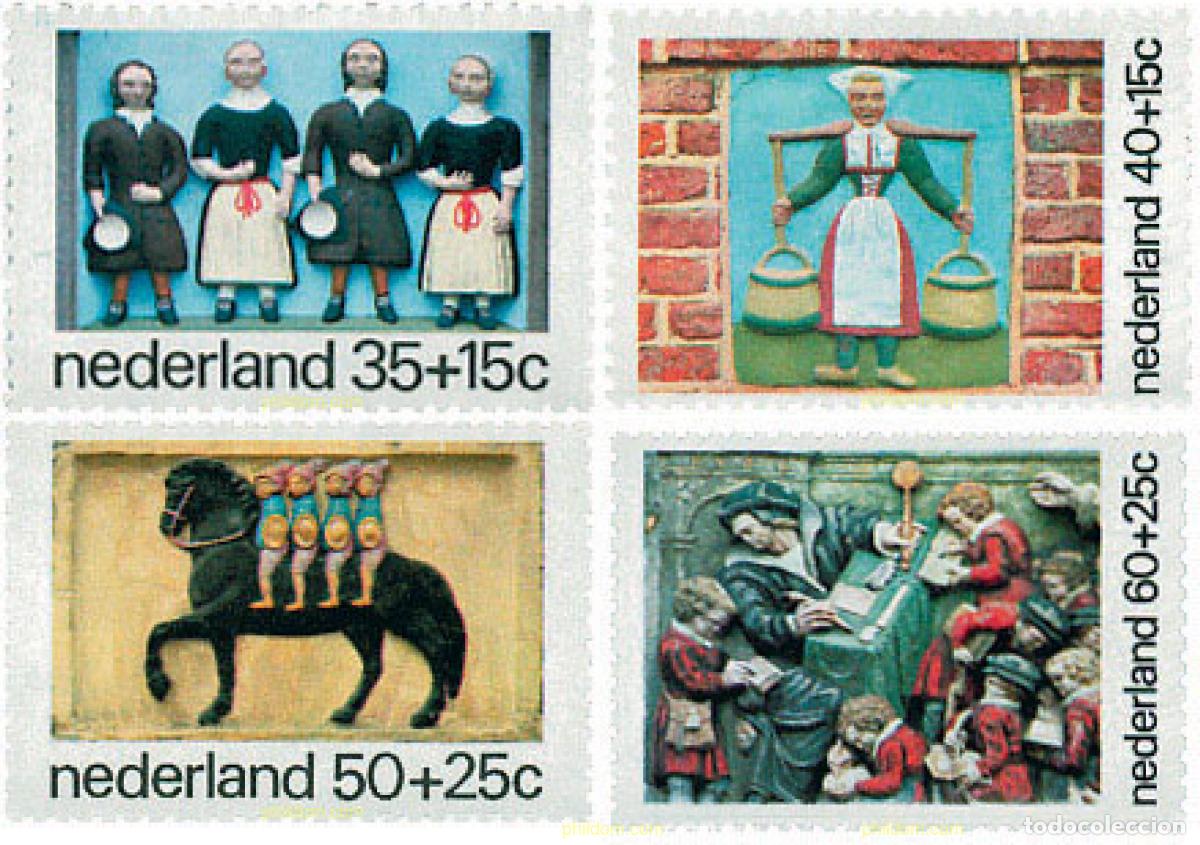 Sellos: 103614 MNH HOLANDA 1975 PRO INFANCIA. FACHADAS HISTORICAS