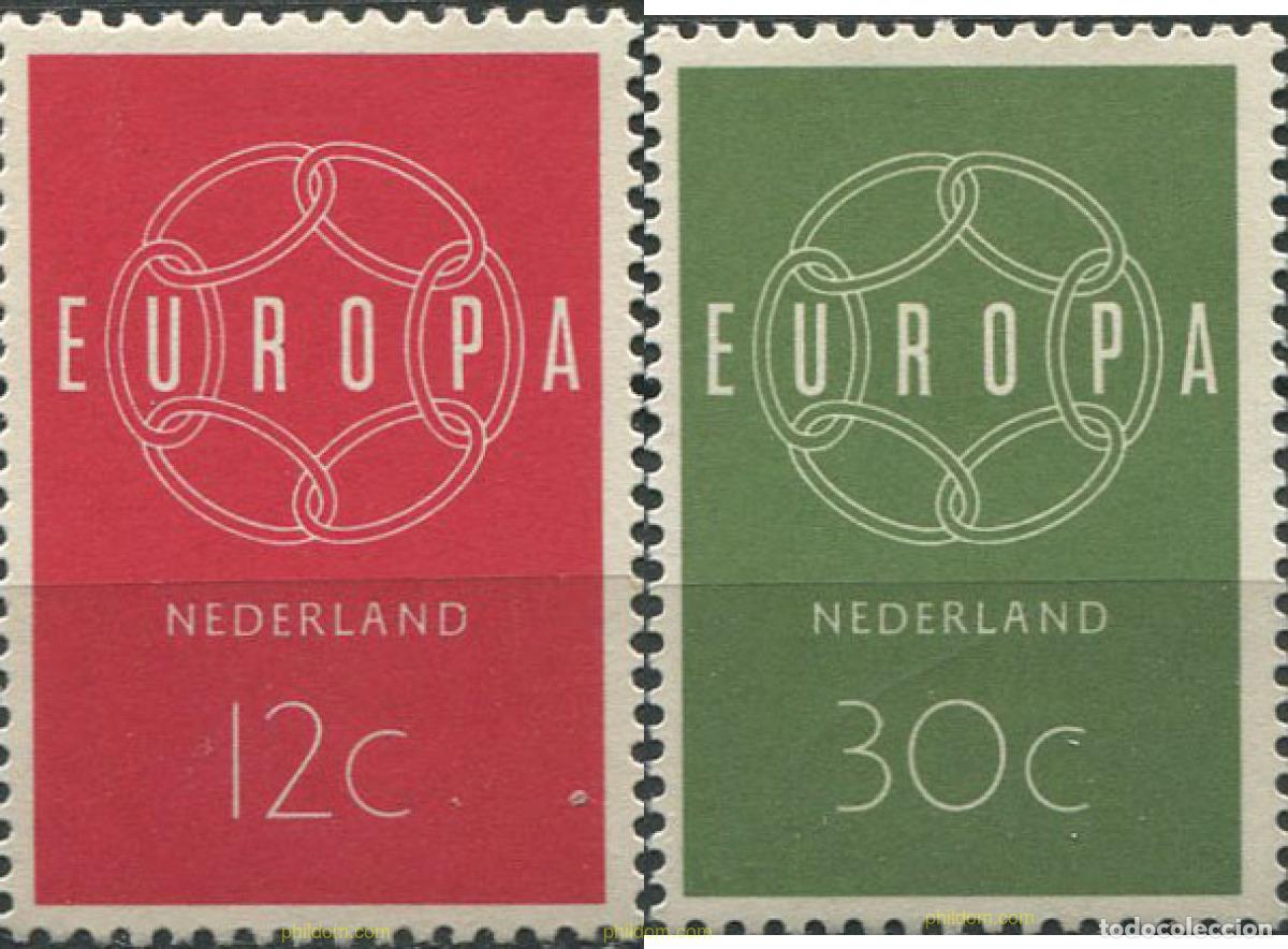 Sellos: 669703 HINGED HOLANDA 1959 EUROPA CEPT. CADENA, SIMBOLO DE LA UNION