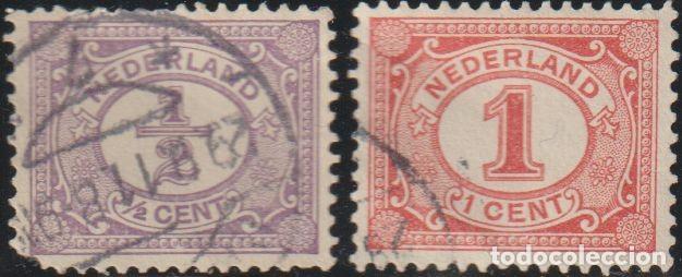 Sellos: Holanda 1898-1924 Scott 55/6 Sellos &ordm; Cifras Numeros Michel 49/50 Yvert 65/6 Nederland Paises Bajos