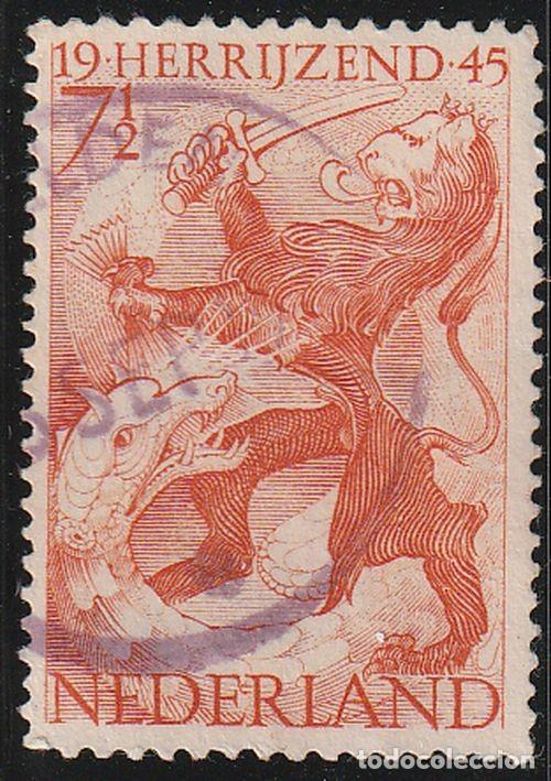 Sellos: Holanda 1945 Scott 277 Sello &ordm; Leon Holandes Luchando contra el Dragon Michel 443 Yvert 433 Stamps