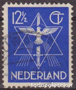 Sellos: Holanda 1933 Scott 200 Sello &ordm; Simbolo de la Paz Estrella, Paloma y Espada Michel 261 Yvert 253