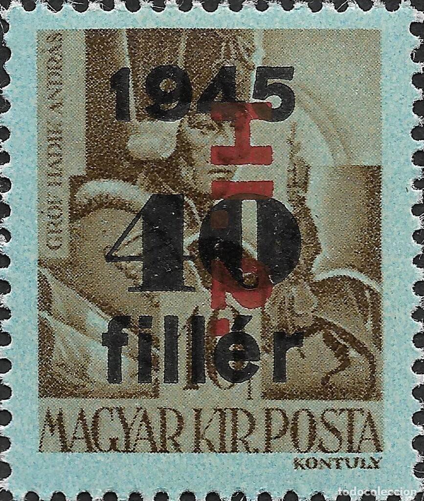 Sellos: Hungria 1946 Scott 805 Sello * Personajes Count Andr&aacute;s Hadik (1710-1790) field marshal Sobreimpreso