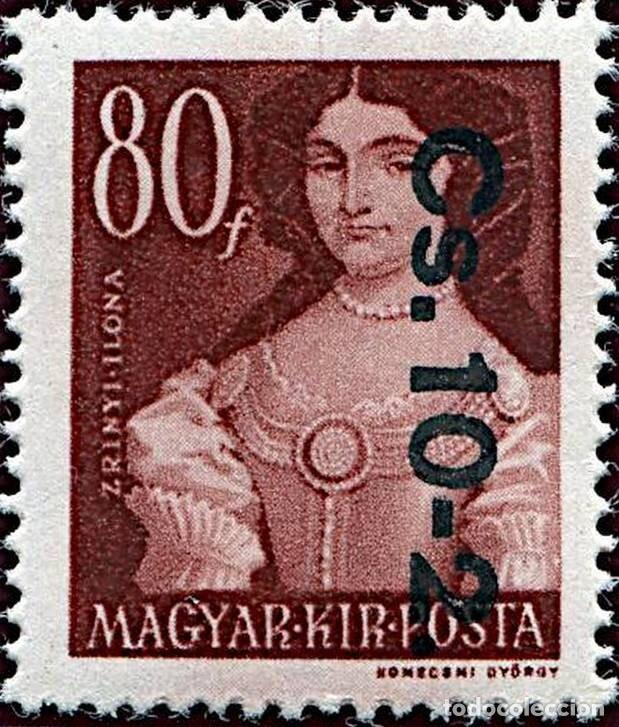 Sellos: Hungria 1946 Scott Q6 Sello * Personajes Ilona Zr&iacute;nyi (1643-1703) Sobreimpreso &rdquo;Cs.10-2.&rdquo; Michel 869