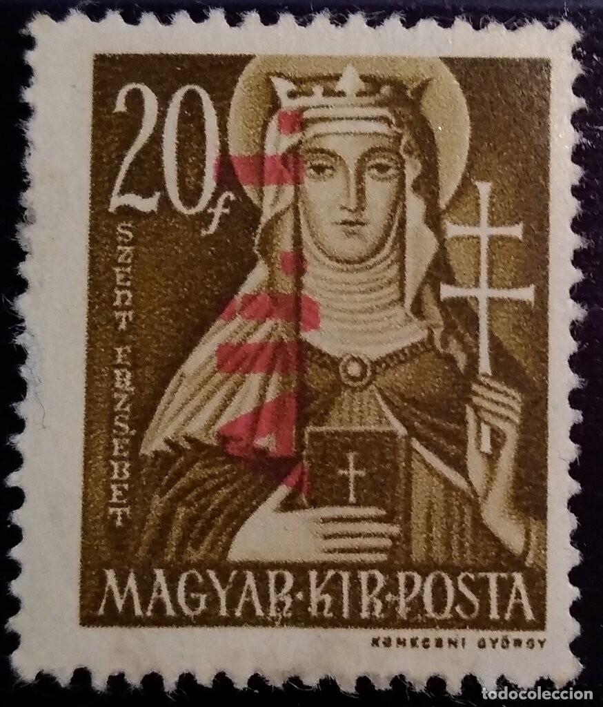 Sellos: Hungria 1946 Scott F1A Sello * Personajes St. Elizabeth (1207-1231) Sobreimpreso &rdquo;Alj.1.&rdquo; Michel 857