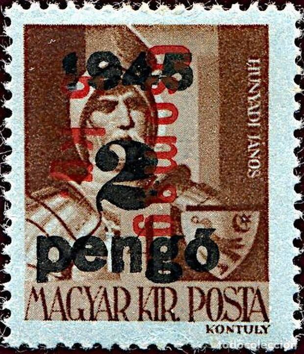 Sellos: Hungria 1946 Scott Q7 Sello * Personajes J&aacute;nos Hunyadi (1385-1456) Sobreimpreso &rdquo;Csomag 5kg&rdquo;