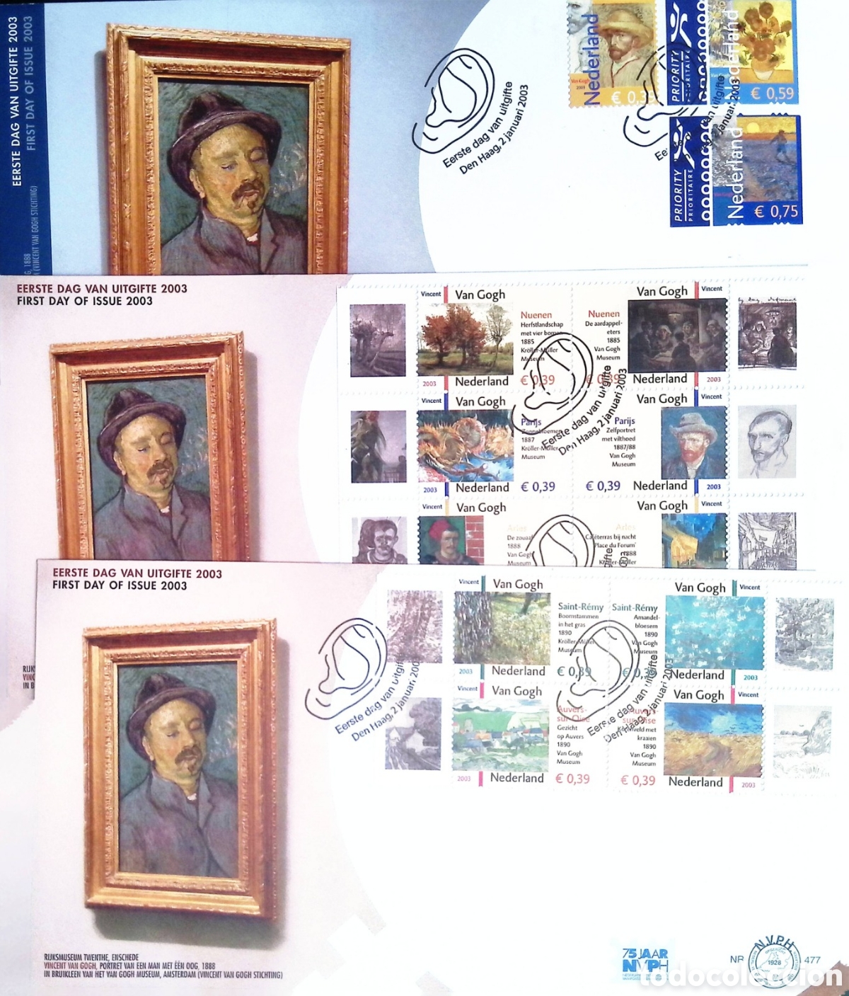 Sellos: CA) Nederland.2003. Vincent van Gogh (150.o Anniversary of his birth) / First Day of Issue 2003