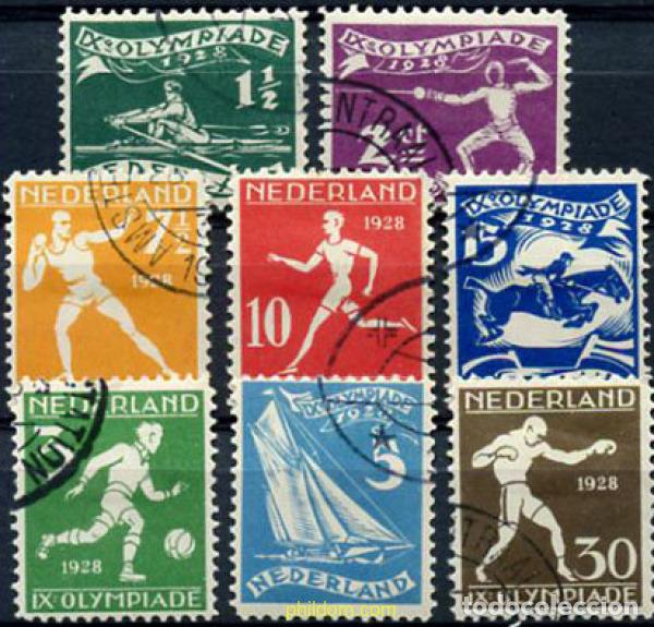 Sellos: 213891 USED HOLANDA 1928 9 JUEGOS OLIMPICOS DE VERANO AMSTERDAM 1928