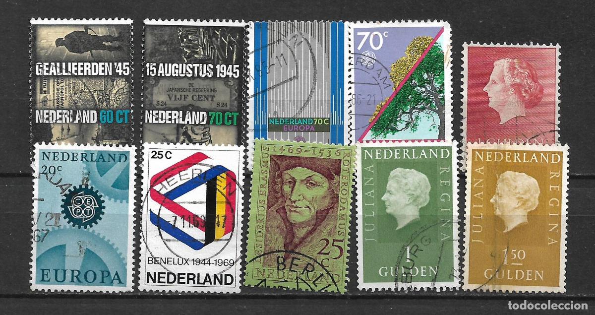Francobolli: holanda lote 10 sellos usados - 28/2