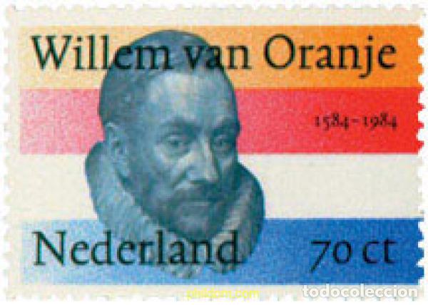 Sellos: 103218 MNH HOLANDA 1984 400 ANIVERSARIO DE LA MUERTE DEL PRINCIPE GUILLERMO DE ORANGE