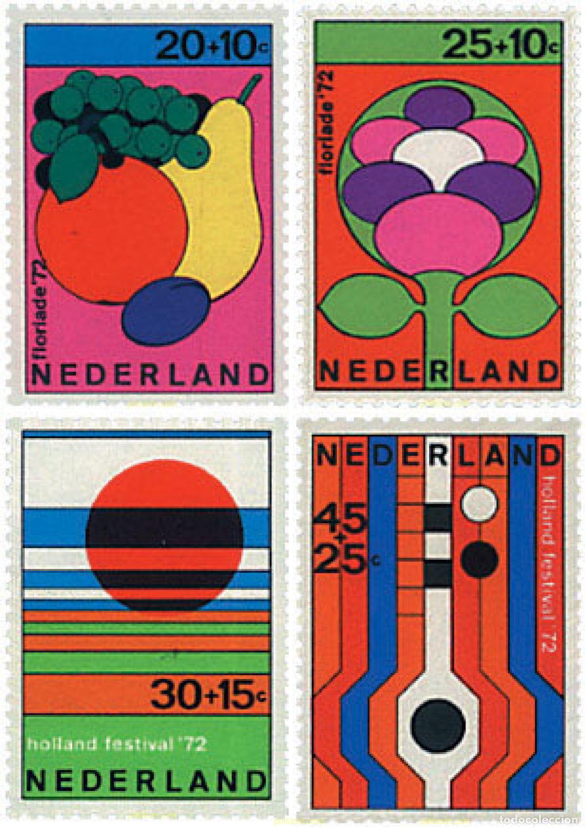 Sellos: 91875 MNH HOLANDA 1972 FLORIADE Y FESTIVAL DE HOLANDA