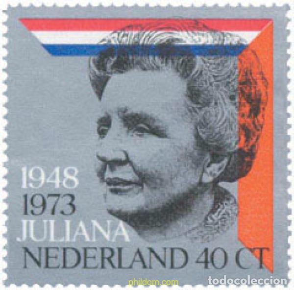 Sellos: 102959 MNH HOLANDA 1973 25 ANIVERSARIO DE LA CORONACION DE LA REINA JULIANA