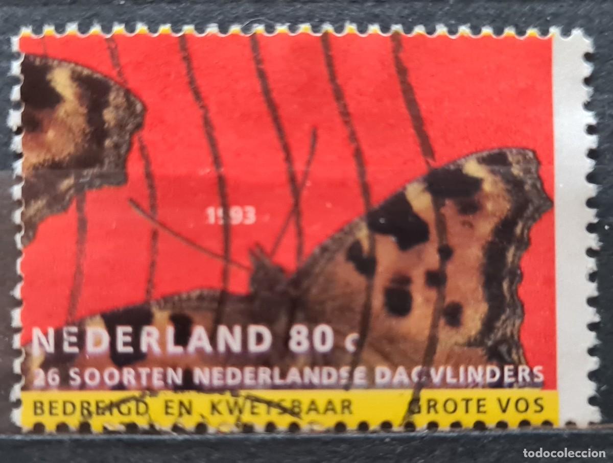 Sellos: Sello usado de Paises Bajos 1992. Naturaleza y medio ambiente: mariposas (Nymphalis polychloros)