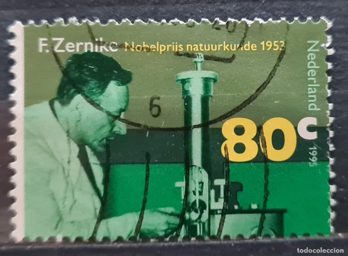 Sellos: Sello usado de Paises Bajos 1995. Laureados con el Premio Nobel: Frits Zernike