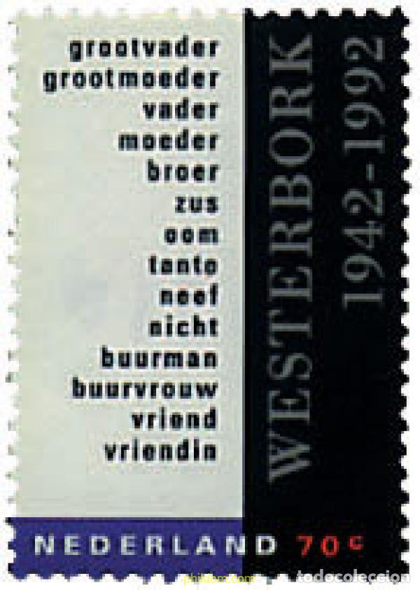 Sellos: 61008 MNH HOLANDA 1992 50 ANIVERSARIO DEL PRIMER TREN DE DEPORTACION DEL CAMPO DE CONCENTRACION DE