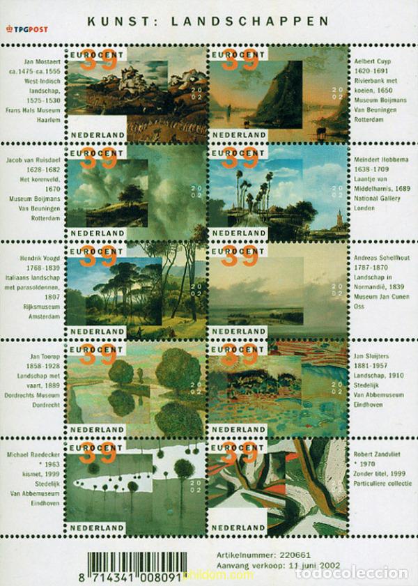 Sellos: 158604 MNH HOLANDA 2002 PINTURAS DE PAISAJES