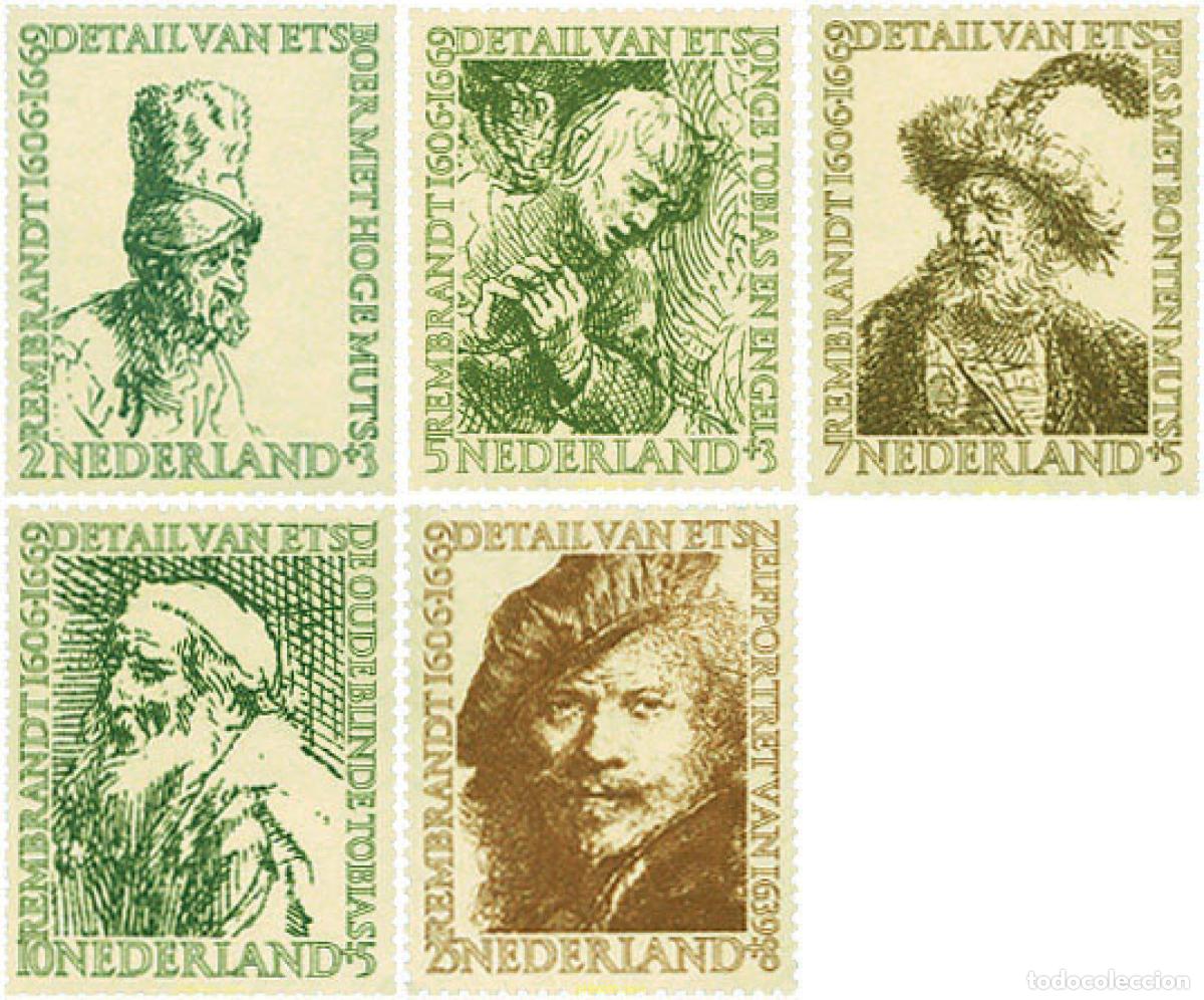 Sellos: 100760 MNH HOLANDA 1956 350 ANIVERSARIO DEL NACIMIENTO DEL PINTOR REMBRANDT