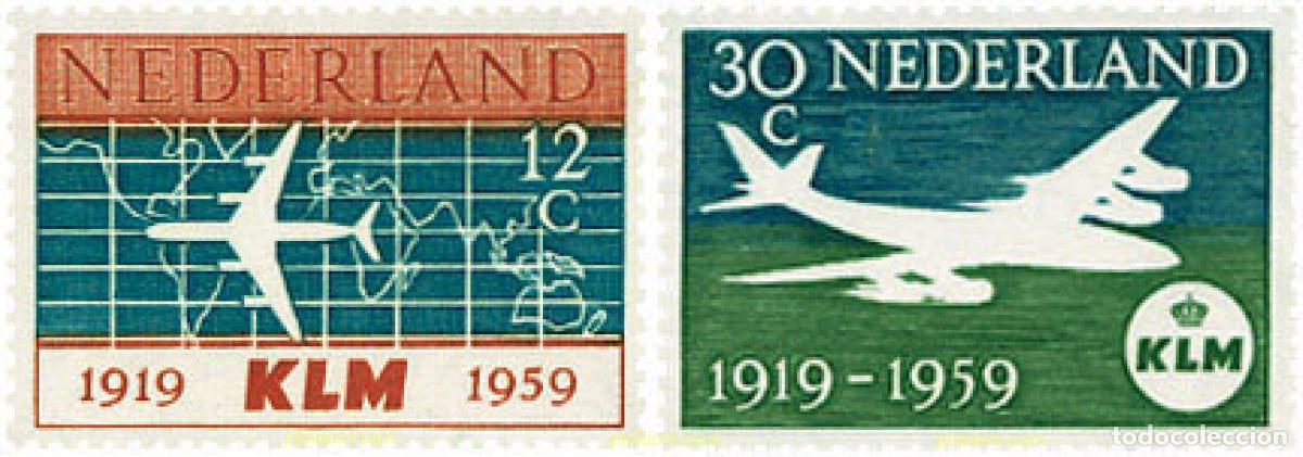 Sellos: 213664 HINGED HOLANDA 1959 40 ANIVERSARIO DE LA COMPA&Ntilde;IA AEREA KLM