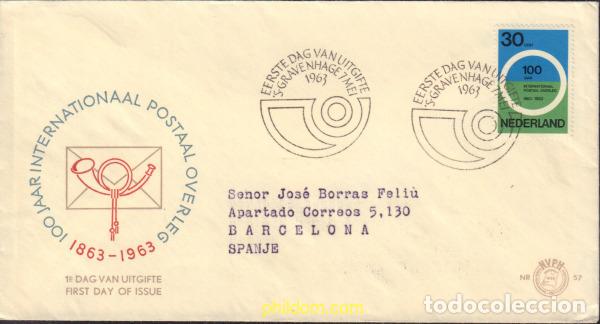 Sellos: 433693 MNH HOLANDA 1963 CENTENARIO DE LA PRIMERA CONFERENCIA POSTAL INTERNACIONAL