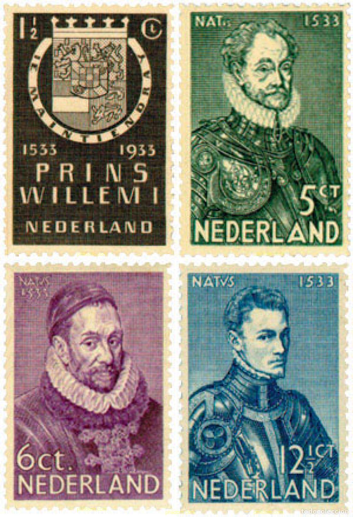 Sellos: 213696 HINGED HOLANDA 1933 4 CENTENARIO DEL NACIMIENTO DE GUILLERMO I