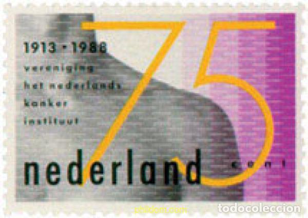 Sellos: 103293 MNH HOLANDA 1988 75 ANIVERSARIO DEL INSTITUTO HOLANDES DE LA LUCHA CONTRA EL CANCER