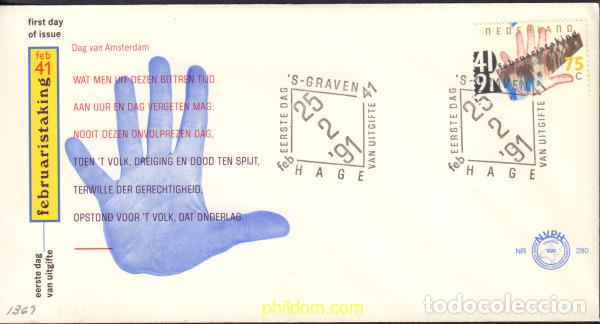 Sellos: 435098 MNH HOLANDA 1991 50 ANIVERSARIO DE LA HUELGA DE FEBRERO